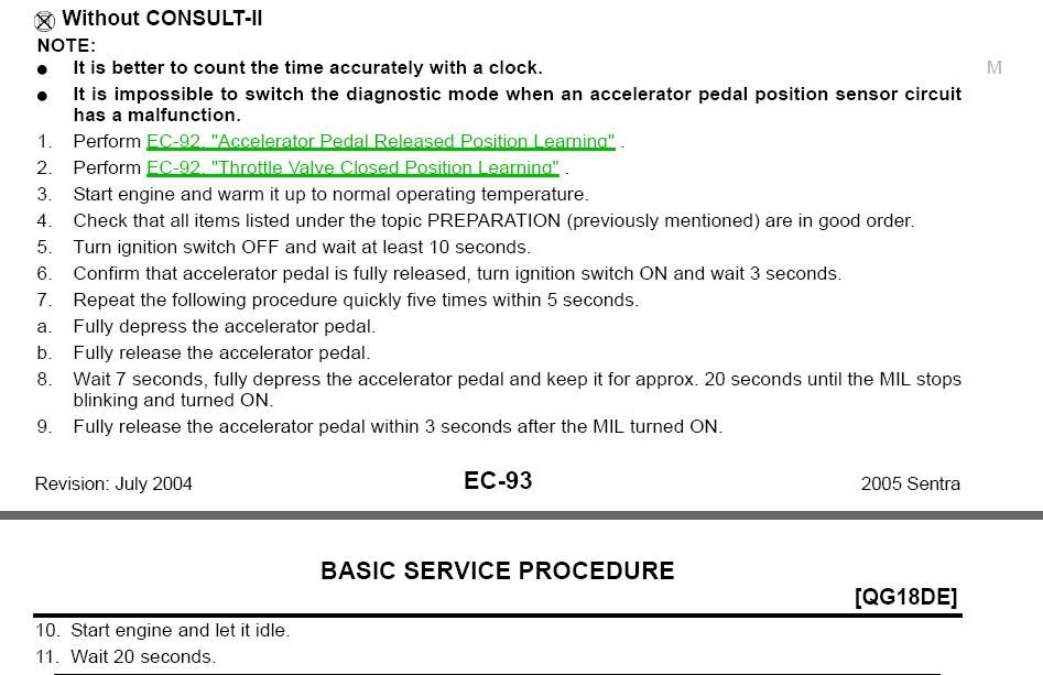 0206 Pedal Relearn, Throttle Body Relearn and Idle Relearn A